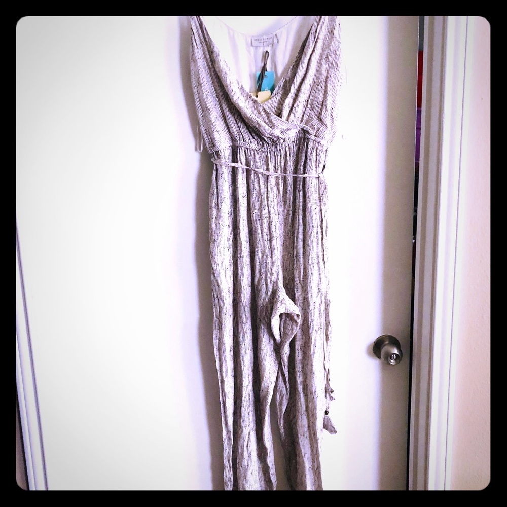 Speckled tie ankle jumpsuit